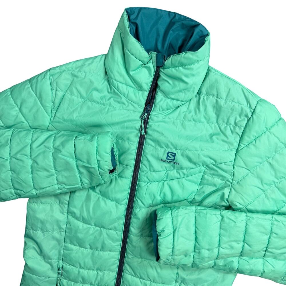 Salomon Women’s XS Reversible Insulated Jacket Mint Green Teal Blue Pertex